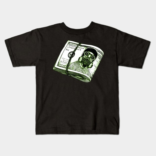 Gas Mask Dollar Kids T-Shirt by fakeface